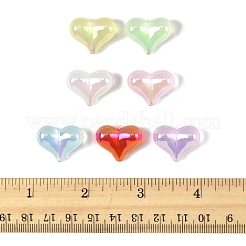 40 個の UV メッキレインボー虹色透明アクリルビーズ  ハート  ミックスカラー  16.5x21x9.8mm  穴：1.8mm&nbsp;MACR-FS0002-19