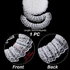 Polyester Lace Pleated Ribbons&nbsp;SRIB-WH0011-468B