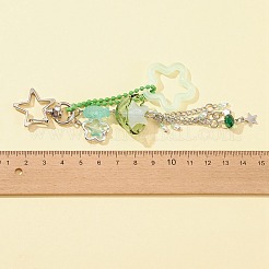アクリル＆ガラスペンダントキーホルダー  合金と鉄のパーツと  車のキーバッグの装飾用  花と星と魚  アクアマリン  13.7cm&nbsp;KEYC-FZ00003