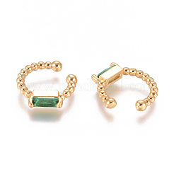 Golden Plated Brass Micro Pave Cubic Zirconia Cuff Earrings&nbsp;EJEW-L244-06A