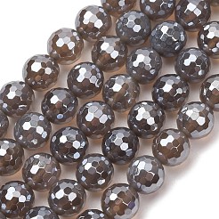 Electroplated Natural Agate Beads Strands&nbsp;G-B191-A07-10mm-05