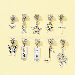 10Pcs 10 Styles Tibetan Style Alloy European Dangle Charms&nbsp;PALLOY-FZ00003