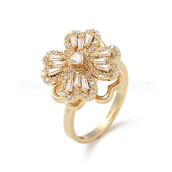Clover Rotatable Open Cuff Rings for Women&nbsp;RJEW-R007-02G