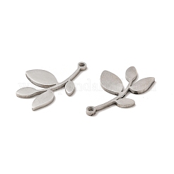 変色しない304ステンレススチールペンダント  葉っぱの枝チャーム  ステンレス鋼色  24.5x15x1mm  穴：1.6mm&nbsp;STAS-A070-46P