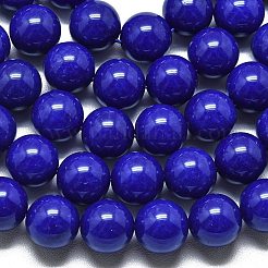 天然石マレーシアジェイドビーズ連売り  染め＆加熱  ラウンド  ミディアムブルー  11.5~12.5mm  穴：1.2mm  約35個/連  14.96インチ（38cm）&nbsp;G-L645-A01-12mm-07