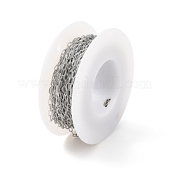 変色しにくい304ステンレススチールアズキチェーン  ハンダ付け  スプールで  ステンレス鋼色  3.5x1.8x0.4mm  約32.81フィート（10m）/ロール&nbsp;CHS-C002-03P-02