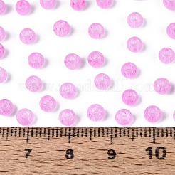 ドローベンチスタイルのガラスシードビーズ  ラウンド  模造キャットアイビーズ  丸い穴  マゼンタ  4x3mm  穴：1.4~1.8mm  約7500個/ポンド&nbsp;SEED-N008-11F