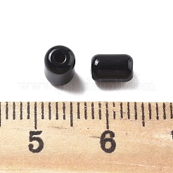 不透明な模造翡翠ガラスビーズ  コラム  ブラック  6x4mm  穴：1mm  2647個/ポンド&nbsp;GLAA-Z012-02D