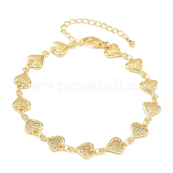 Brass Micro Pave Clear Cubic Zirconia Link Chain Bracelets for Women&nbsp;BJEW-A090-09D-G