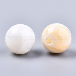 天然淡水シェルビーズ  ラウンド  貝殻色  10x10mm  穴：2.5mm&nbsp;SHEL-S266-15C
