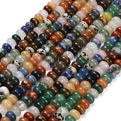 ミックス天然石ビーズ連売り  ロンデル  スムーズ  8~9x5~5.5mm  穴：1mm  約71~73個/連  14.96~15.35''（38~39センチメートル）&nbsp;G-B189-A01-5x8mm