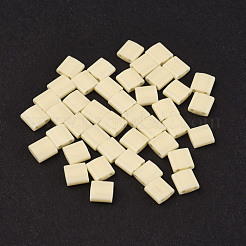 MIYUKIティラビーズ  日本製シードビーズ  2穴  (tl491) アイボリーパールセイロンラスター  5x5x1.9mm  穴：0.8mm  約590個/50g&nbsp;SEED-X0054-TL491