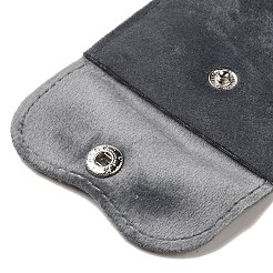 ベルベットのジュエリーポーチ  スナップボタン付きジュエリーギフトバッグ  リング、ネックレス、イヤリング、ブレスレットの保管用  正方形  グレー  7x6.9x0.2cm&nbsp;ABAG-K001-01A-03