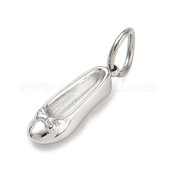 304ステンレスペンダント  バレエシューズのチャーム  ステンレス鋼色  17x5x4mm  穴：5mm&nbsp;FIND-T075-04P