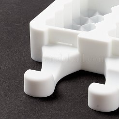 食品グレードのDIY長方形アイスクリームシリコーン型  アイスポップ金型  アイスクリームを作るため  4つの空洞  ホワイト  129x180x23mm  内径：69x35mm&nbsp;DIY-D062-07B