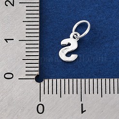スターリングシルバーの文字チャーム925個  丸カンとスタンプ925個付き  銀色のメッキ  文字S  8x5x0.8mm  穴：4mm&nbsp;LS-STER-C012-01S-S