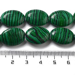 合成マラカイトビーズ連売り  フラットオーバル  18~18.5x13~13.5x6~6.5mm  穴：1.2mm  約11個/連  7.76インチ（19.7cm）&nbsp;G-P528-M06-01