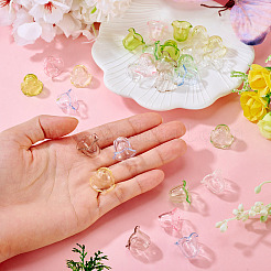 風鈴作り用アクリルビーズキャップ 28色 7個  マルチ花弁花  ミックスカラー  17.5~19x14~15mm  穴：2mm  4個/カラー&nbsp;TACR-TA0001-70