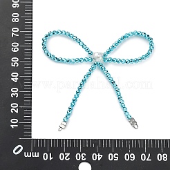 合金とガラスの蝶結びシャンデリア部品リンク  プラチナ  空色  71x66.5x8mm  穴：1x1.5mm&nbsp;PALLOY-D360-01C