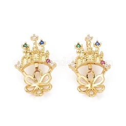 Brass Cubic Zirconia Peg Bails Pendants&nbsp;KK-I698-04G