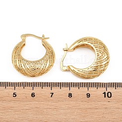女性のための真鍮のフープピアス  中空ラウンド  18KGP本金メッキ  27x24x9mm&nbsp;KK-Z166-11G