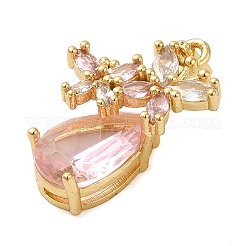 Rack Plating Brass Micro Pave Cubic Zirconia Pendants&nbsp;KK-P241-18G-05