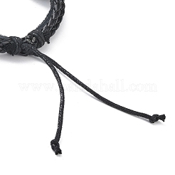 PU Leather & Waxed Cords Triple Layer Multi-strand Bracelets&nbsp;BJEW-G709-05B