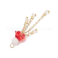 ガラスチャーム  サニー人形  真鍮製のアズキチェーンとループ付き  ミックスカラー  61x11.5x11.5mm  穴：2mm&nbsp;PALLOY-JF04007