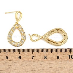 Brass Micro Pave Clear Cubic Zirconia Dangle Stud Earrings&nbsp;EJEW-K312-07G