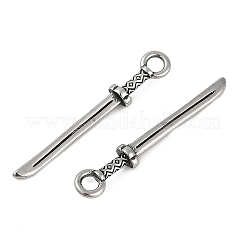 316サージカルステンレスペンダント  剣のチャーム  アンティークシルバー  30x4x3mm  穴：2.2mm&nbsp;STAS-G349-07AS