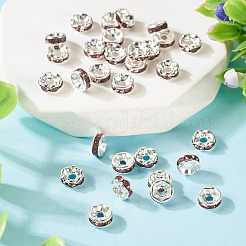 30色真鍮ラインストーンスペーサービーズ2個。  ストレートフランジ  ロンデル  銀  ライトアメジスト  6x3mm  穴：1mm  15個/スタイル&nbsp;RB-TA0001-29D