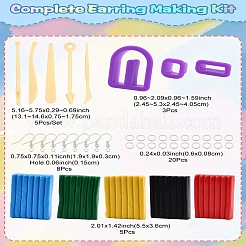 ポリマー粘土で作るダングルイヤリングの作り方キット  粘土を含む  プラスチックナイフ  型と金属製のイヤリングフック  青紫色  24.5x24.5x15mm&nbsp;DIY-YWC0005-05A