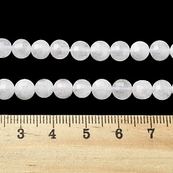 天然石ホワイトジェイドビーズ連売り  ファセットスクエアカットコインビーズ  フラットラウンド  ホワイト  6~7.5x4mm  穴：1mm  約64~66個/連  15.16~15.63インチ（38.5~39.7cm）&nbsp;G-C179-A6mm-11