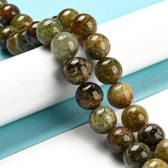 天然のグリーンガーネットビーズ連売り  andraditeビーズ  ラウンド  12mm  穴：1mm  約32個/連  15.3インチ（39cm）&nbsp;G-G661-12mm