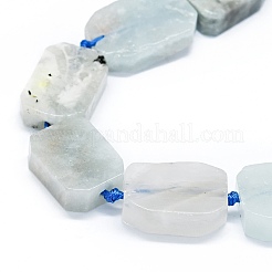 天然石アクアマリンビーズ連売り  長方形  14~17x11~13x5~6mm  穴：1mm  約21~23個/連  15.75~16.14インチ（40~41cm）&nbsp;G-F725-07