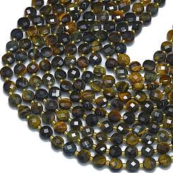 Dyed Natural Yellow & Blue Tiger Eye Beads Strands&nbsp;G-K389-B28-01