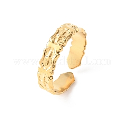 女性用304ステンレススチールオープンカフリング  クロス  イオンプレーティング（ip）  18KGP本金メッキ  5mm  内径：17.2mm&nbsp;RJEW-K309-14G