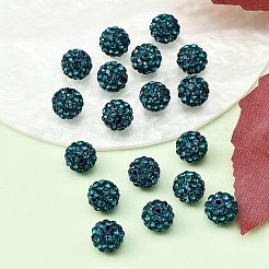 A級ラインストーンビーズ  パヴェボールディスコビーズ  樹脂と陶土  ラウンド  ダークシアン  pp9（1.5mm）  1.6mm  穴：8mm&nbsp;RB-B025-21