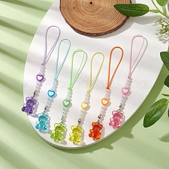 透明アクリル携帯ストラップ 6色6個  クマ  ミックスカラー  11.2cm  1pc /カラー&nbsp;HJEW-JM02045