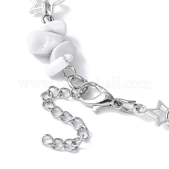 天然ハウライトチップリンクブレスレット  女性用合金スターリンクブレスレット  7-1/2インチ（19cm）&nbsp;BJEW-JB11592-01
