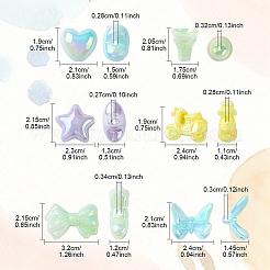 60個 6スタイル UVメッキアクリルビーズ  虹色の  暗闇で光る  混合図形  19~21.5x17.5~32x11~15mm  穴：2.7~3.4mm  10個/スタイル&nbsp;MACR-YW0003-71