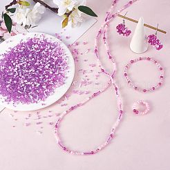 ガラスビーズ  ライス＆チューブ＆ルーズ  混合スタイル  DIYブレスレットジュエリー作成キット  パープル  1.5~4.5mm  30 G /袋&nbsp;JX548L