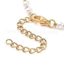 PVD Vacuum Plating 304 Stainless Steel Beaded Necklaces&nbsp;NJEW-E064-07G