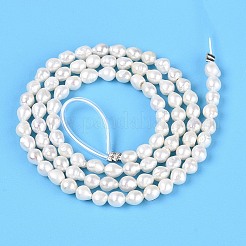 天然有核パールビーズ連売り  けし真珠  ライス  乳白色  3~8x2.5~4.5mm  穴：0.5mm  約59~103個/連  15.16~15.55インチ（38.5~39.5cm）&nbsp;PEAR-N012-02P-01