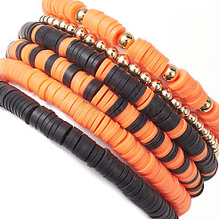 6Pcs 6 Styles Halloween Handmade Polymer Clay Beaded Stretch Bracelets Sets&nbsp;BJEW-TA00490