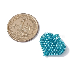シードビーズ ビーズチャーム  ハートペンダント  ミディアムターコイズ  21.5x22x8mm  穴：4mm&nbsp;PALLOY-MZ00262-01