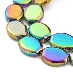 フルメッキ電気メッキガラスビーズ連売り  オーバル  カラフル  17x13.5x4.5mm  穴：1.2mm  約37個/連  24.80インチ（63cm）&nbsp;EGLA-G037-05A-FP01