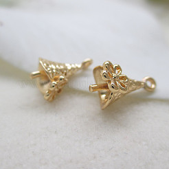 真鍮製カップペグベイル  花  片穴パーツ用  ゴールドカラー  10x6mm&nbsp;PW-WG63976-01