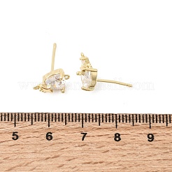 Brass Micro Pave Clear Cubic Zirconia Stud Earrings Findings&nbsp;KK-B179-05G