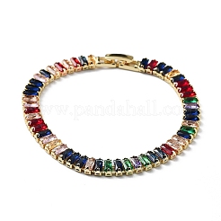 Rack Plating Brass Micro Pave Cubic Zirconia Chain Bracelets with Fold Over Clasps&nbsp;BJEW-C052-02G